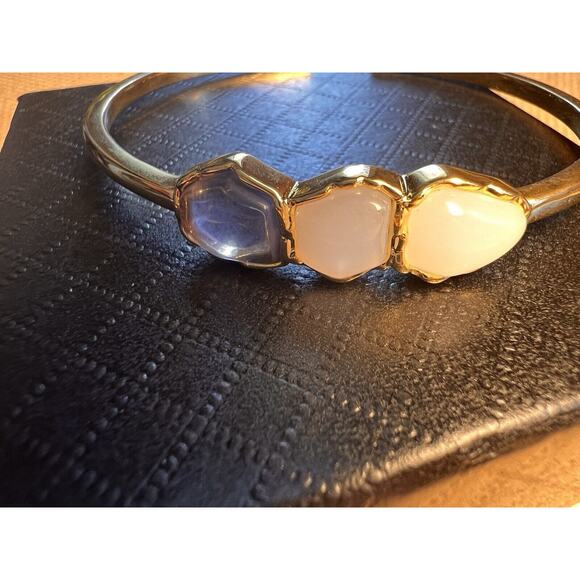 3 Stone Gold Plated Cuff Bracelet--Handmade Custom from Etsy - Picture 2 of 11